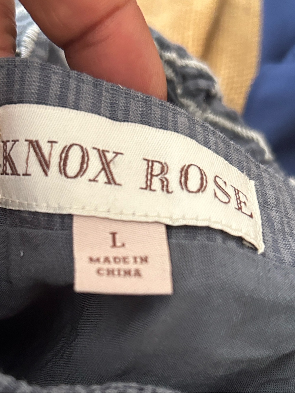 Knox Rose Square Neck Blue Grey Tiered Ruffle Embroidered Cotton LARGE Sundress - Picture 15 of 16